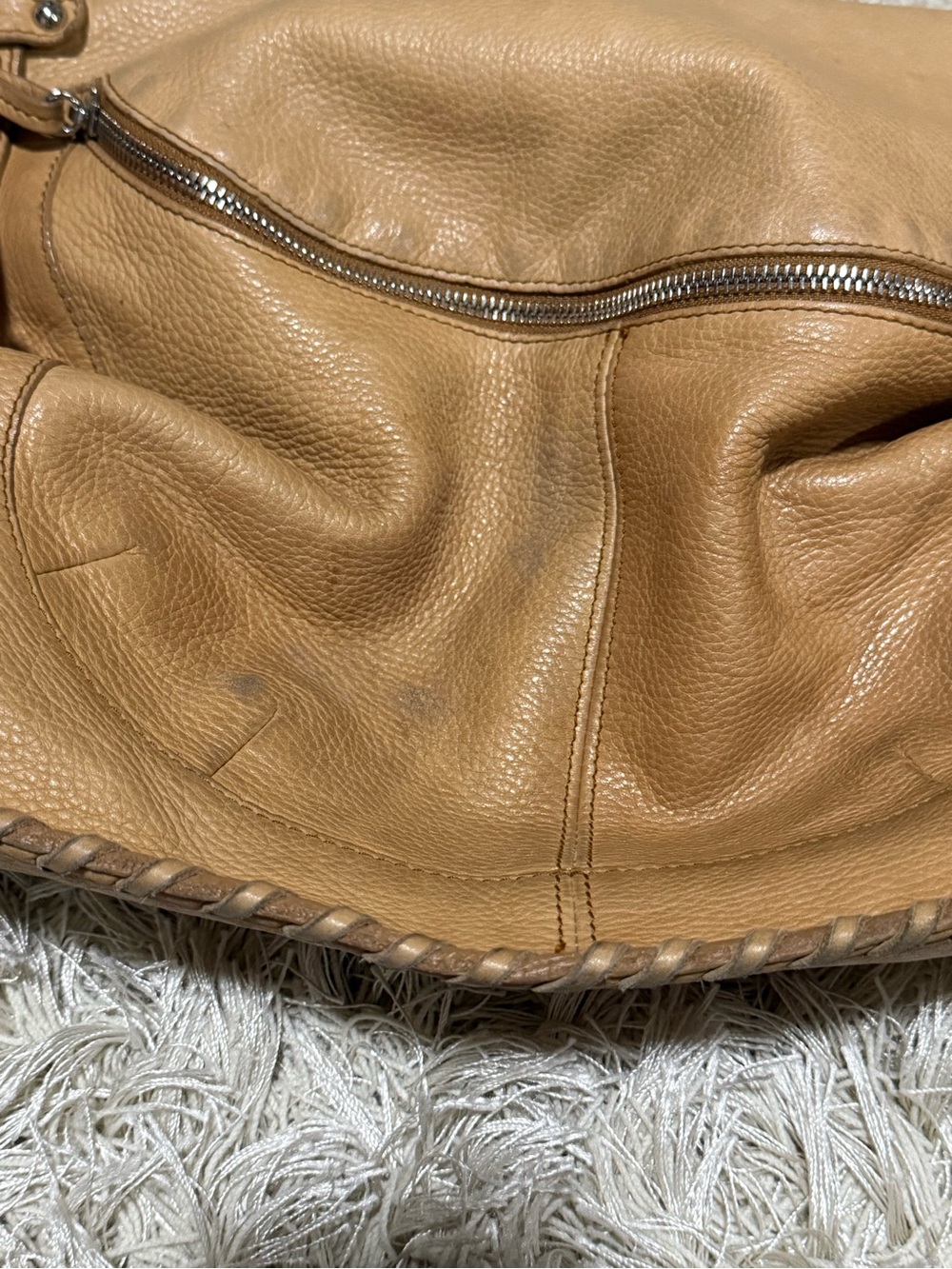 Furla Italian Leather Slouchy Hobo Shoulder Bag Whipstitch Tote - Picture 4 of 11